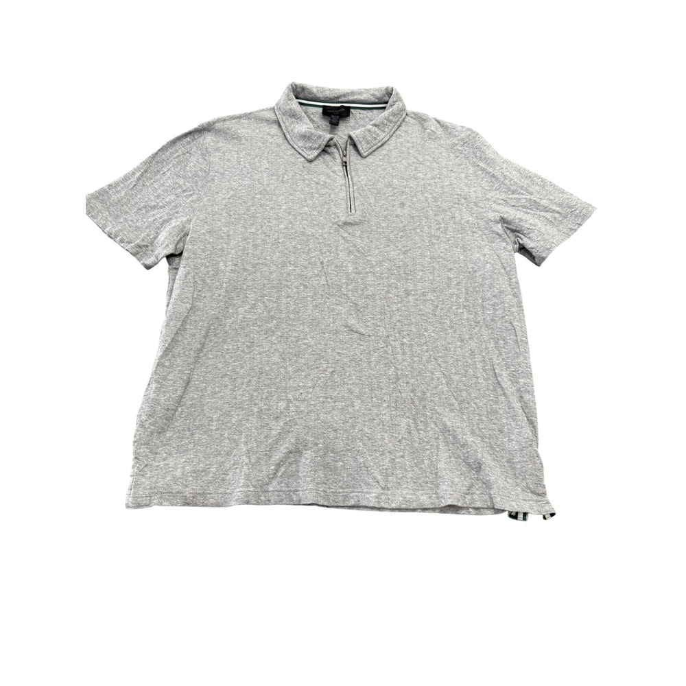 Magaschoni Man Polo Shirt Mens XL Gray Quarter Zip Short Sleeve Knit Casual
